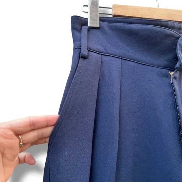 Sezane Austin Drapey Paperbag High Waisted Trousers Sz -2 Preppy Work Academia - Picture 10 of 16